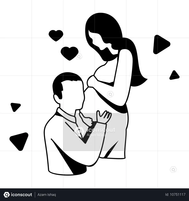 Pregnant woman showing love for unborn baby  Illustration