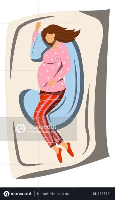 Pregnant woman sleeping  Illustration