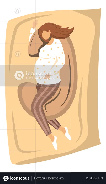 Pregnant woman sleeping  Illustration