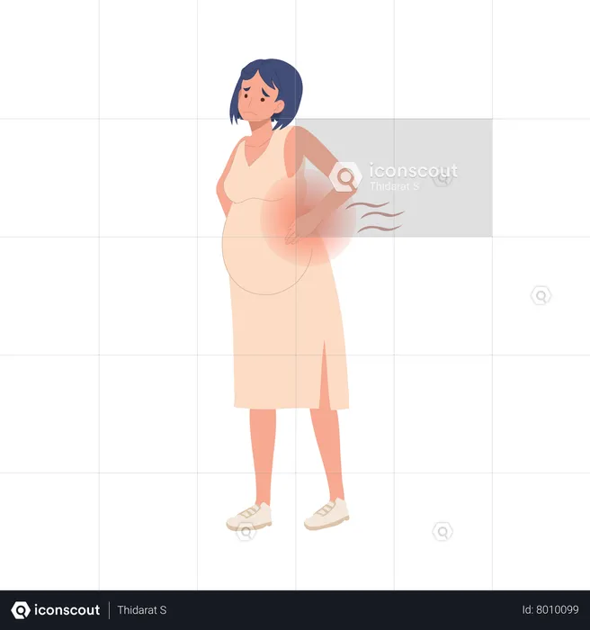 Pregnant Woman with Back Pain  Illustration