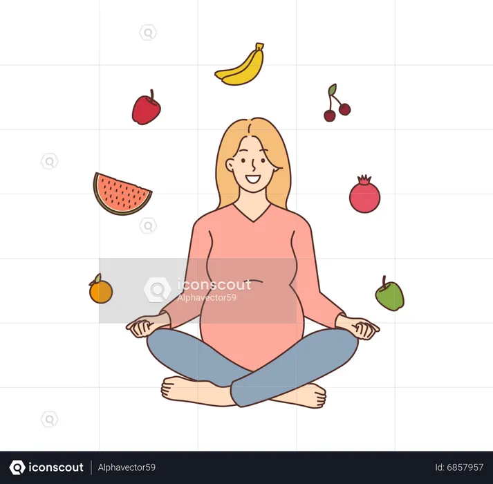 Pregnant woman with fruit  Illustration