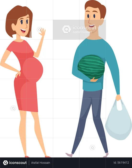 Pregnant woman with husband  Illustration