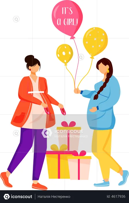 Pregnant women participating in baby shower  Illustration
