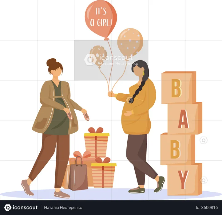 Pregnant women with gifts  Illustration