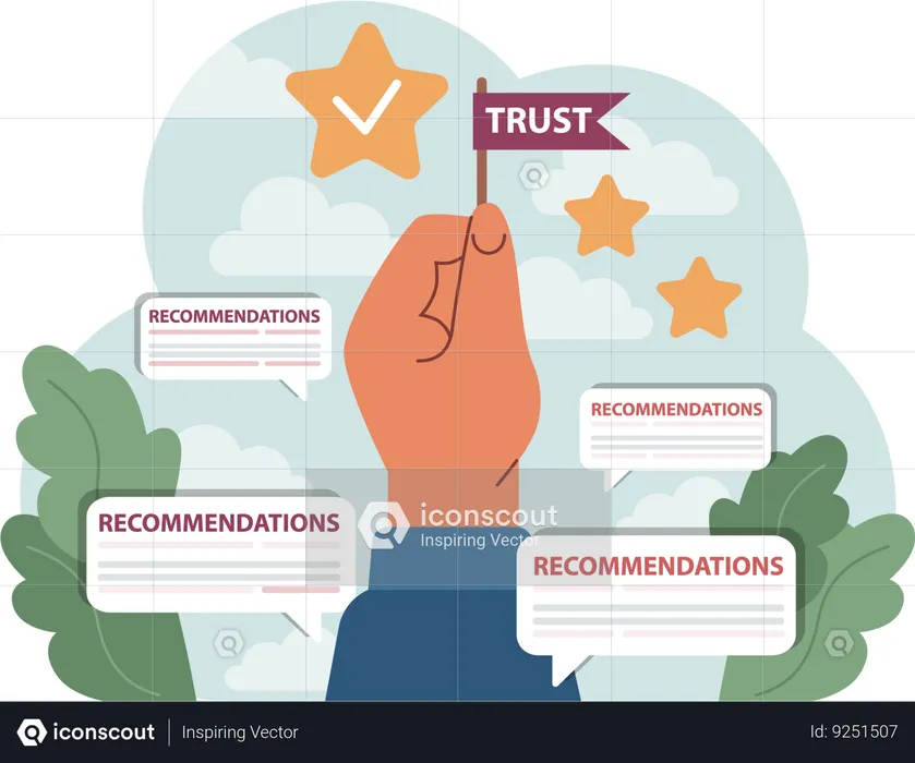 Cliente concede prêmio de confiança para aplicativo de mídia social  Ilustração