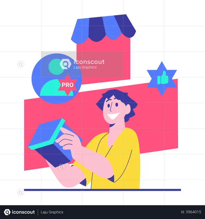 Premium customer getting benefits on shopping  Illustration
