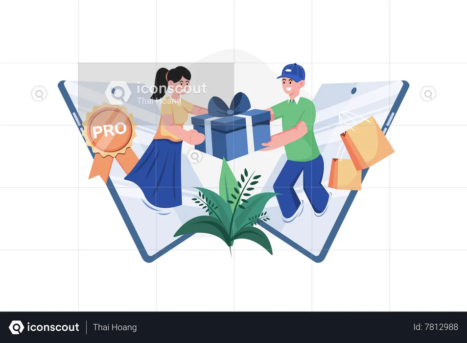 Premium customers getting benefits on shopping  Illustration