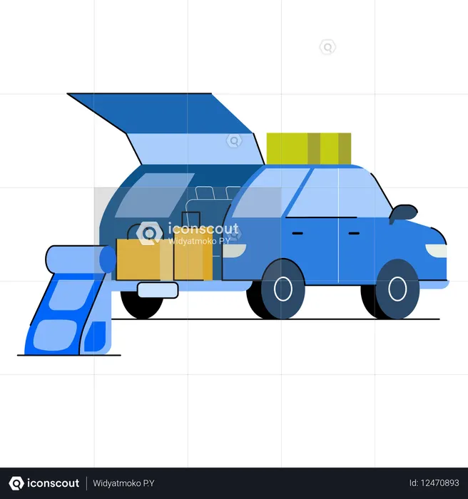 Preparación del viaje por carretera  Ilustración
