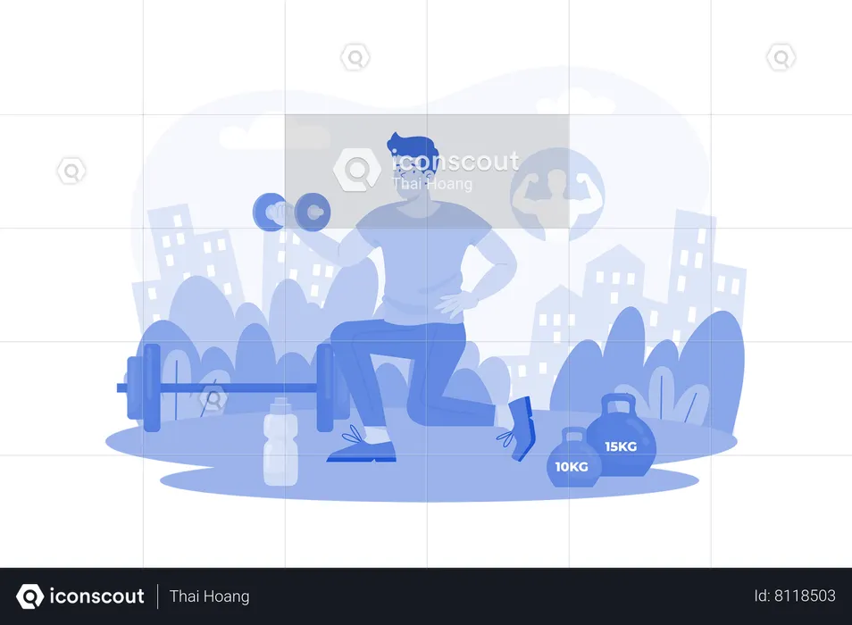 Entraîneur de fitness faisant de l'exercice  Illustration