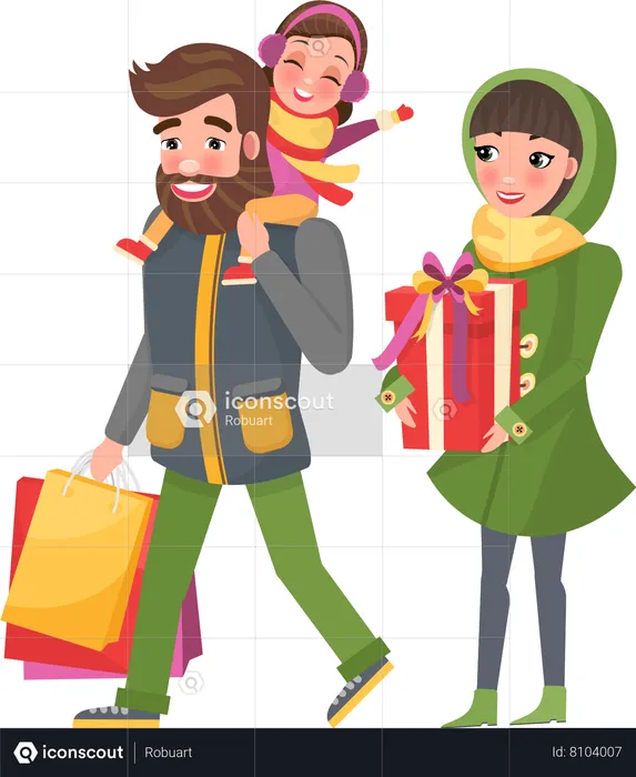 Préparation et shopping des fêtes de Noël  Illustration