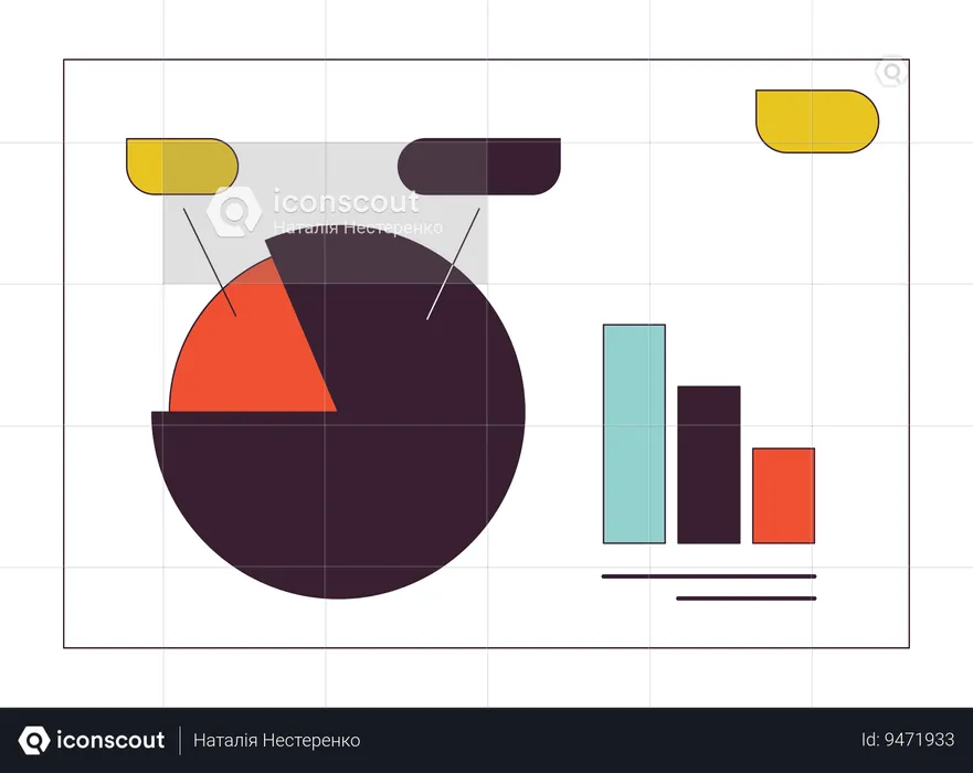 Diapositiva de presentación empresarial con gráficos.  Ilustración