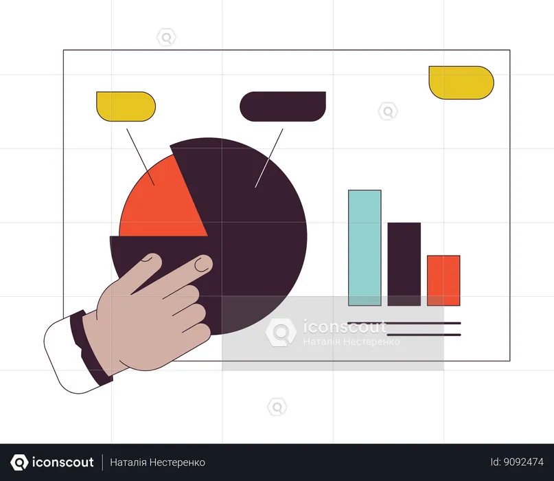 Gráfico circular de presentación de negocios apuntando  Ilustración