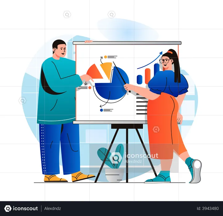 Presentación de estadísticas empresariales  Ilustración