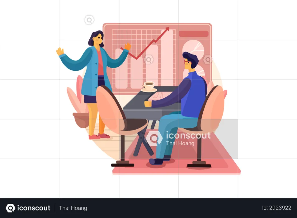 Presentation about business strategy  Illustration