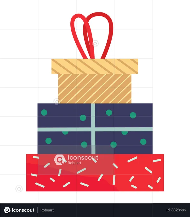 Presents in Boxes with Wrapping Paper for Holidays  Illustration