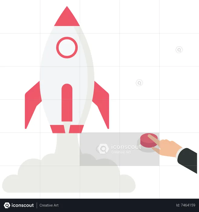 Press the button to start the rocket  Illustration