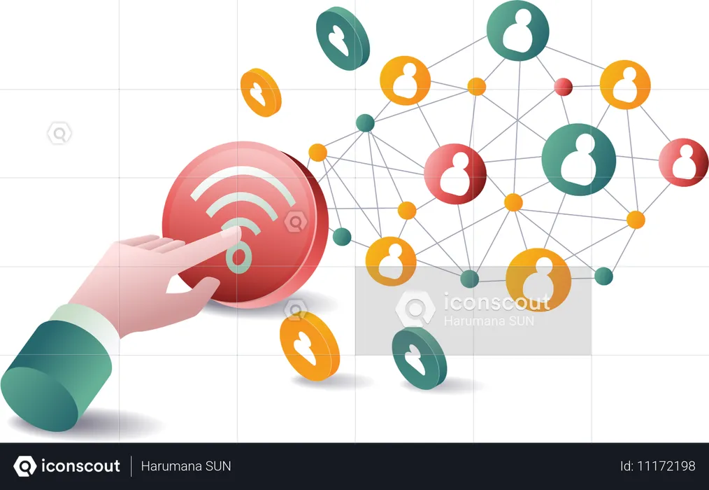 Pressing the wifi network button  Illustration