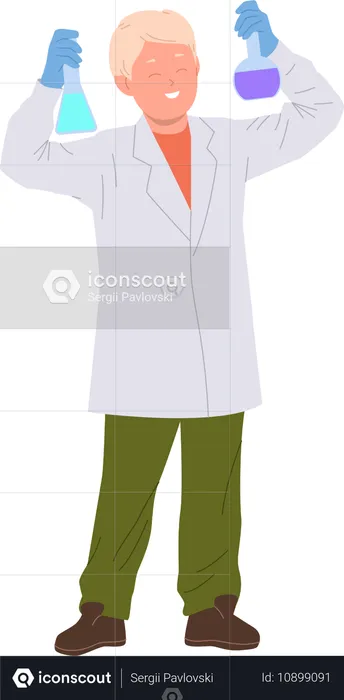 Preteen boy researcher  Illustration