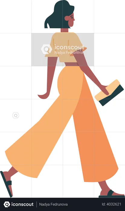 Pretty girl  walking with bag  Illustration