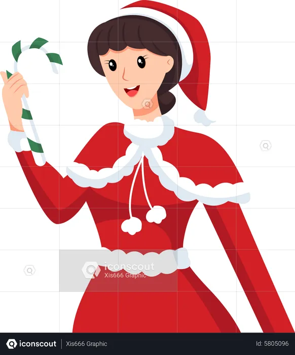 Pretty Girl with candy cane  Illustration