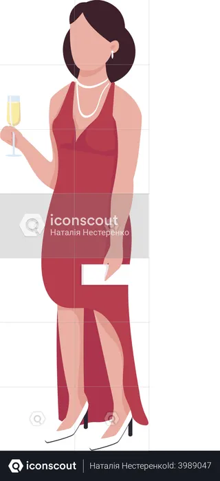 Pretty woman with sparkling wine glass  Illustration