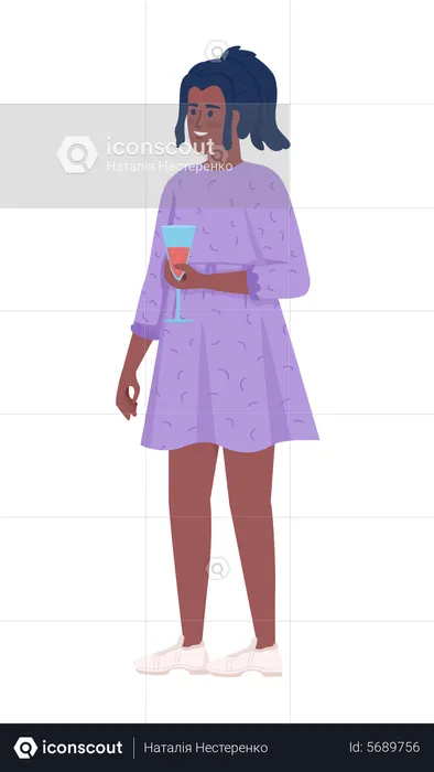Pretty young woman drinking wine  Illustration