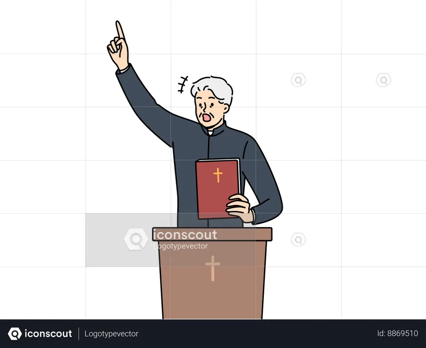 Priest is reading bible book  Illustration
