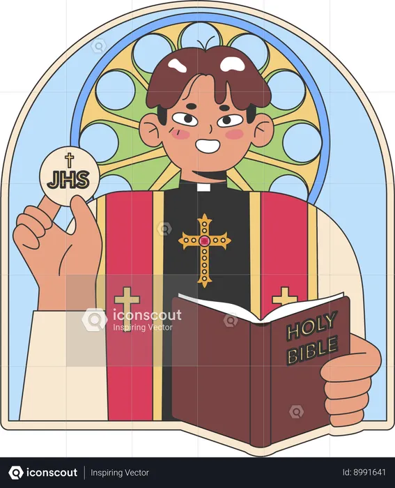 Priest is reading holy book  Illustration