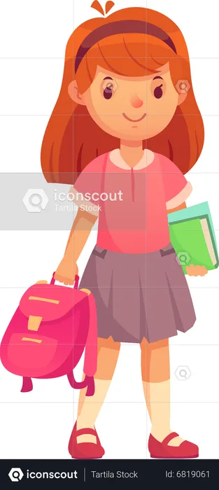 Primary school pupil, girl  Illustration