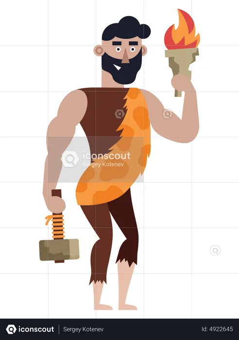 Primitive Neanderthal Person  Illustration