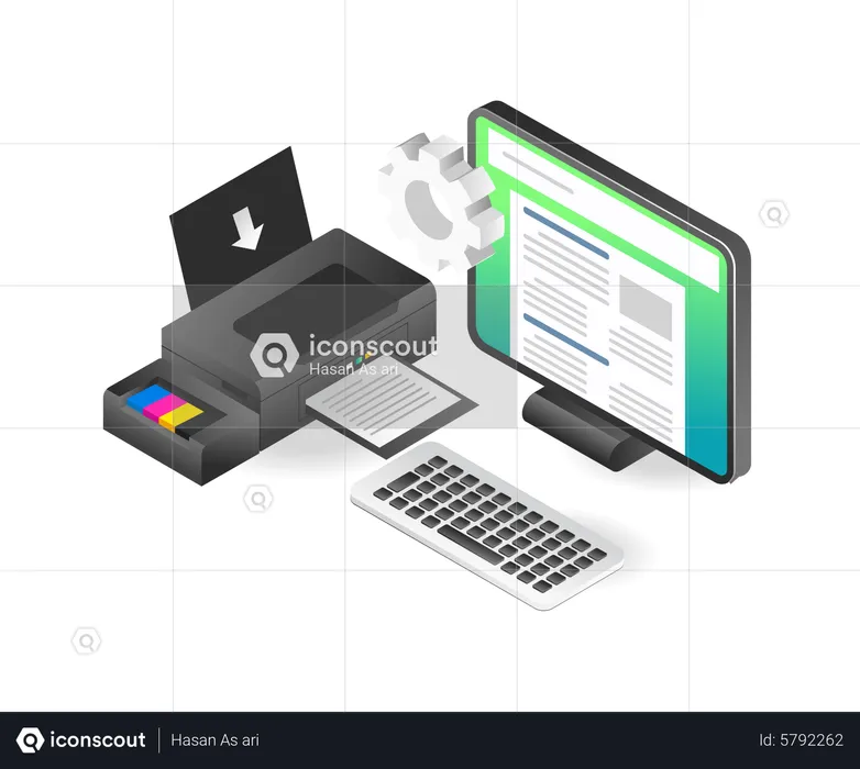 Print design file with computer  Illustration