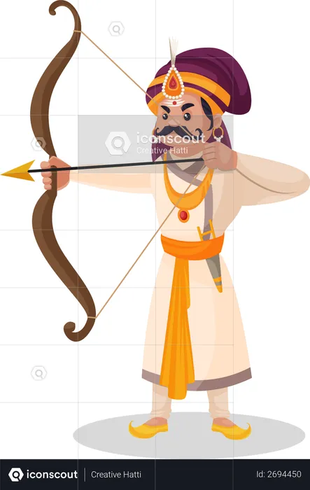Prithviraj Chauhan aiming arrow  Illustration