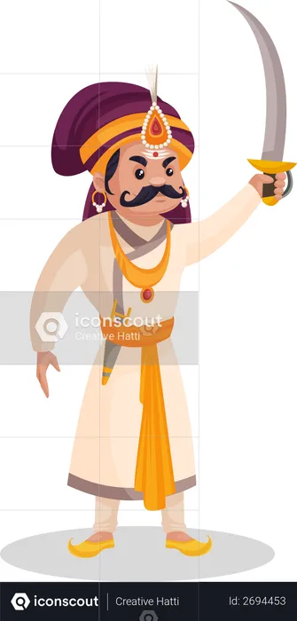Prithviraj Chauhan holding sword  Illustration