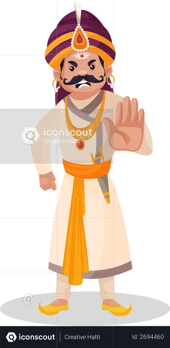 Prithviraj Chauhan showing stoping sign  Illustration