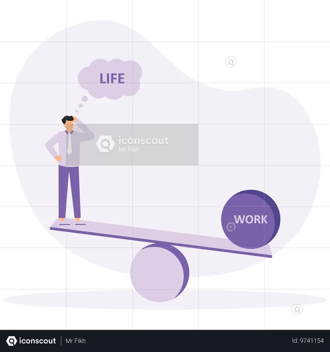Problem der ungesunden Work-Life-Balance  Illustration
