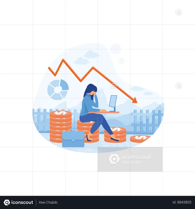 Problem Investment failure Budget collapse Panic in economy fail Recession financial Business loss  Illustration