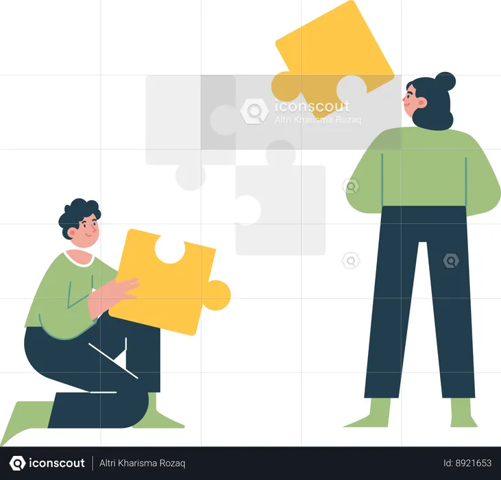 Problem Solving People and Puzzle  Illustration