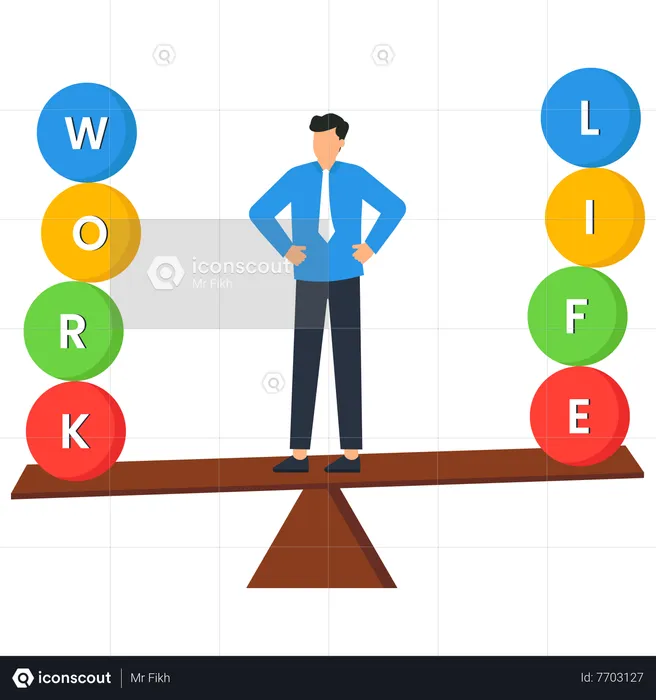 Problema de equilibrio entre vida laboral y personal poco saludable  Ilustración