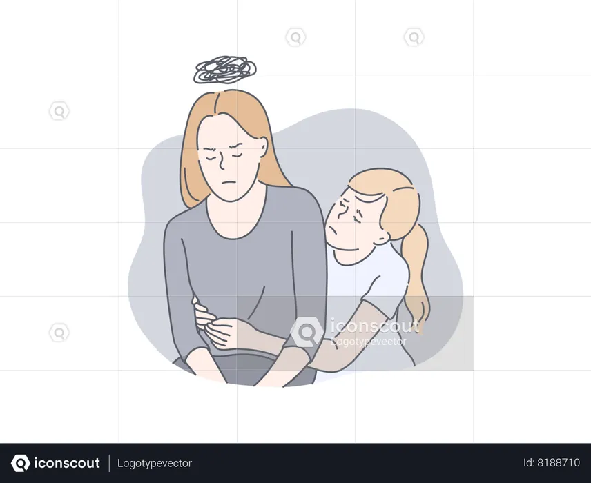 Problema de relacionamento entre mãe e filhas  Ilustração