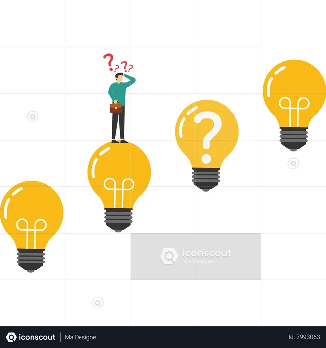 Problematic ideas affect the progress of businessman  Illustration