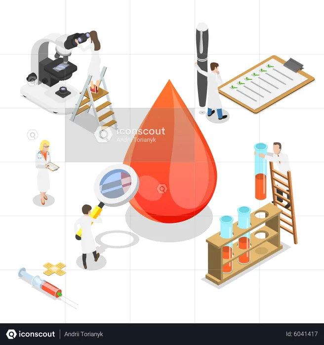 Procedimento de exame de sangue  Ilustração