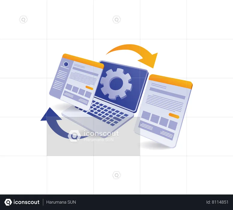 Process of creating web development layout  Illustration