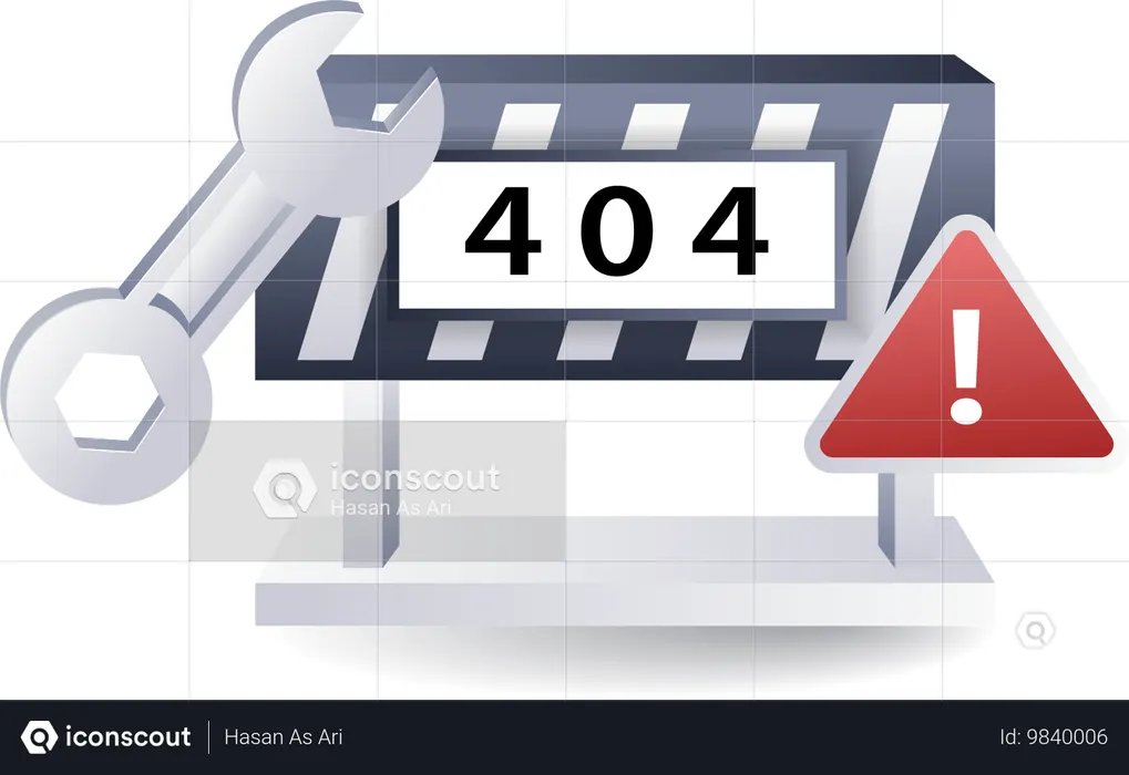 Process of fixing error code 404 in internet technology  Illustration