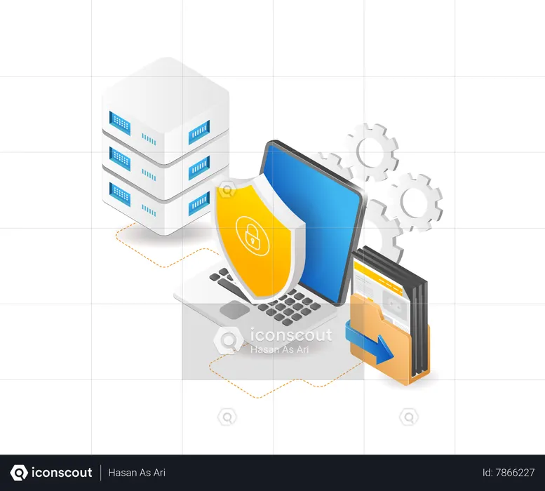 Process server data security computer  Illustration