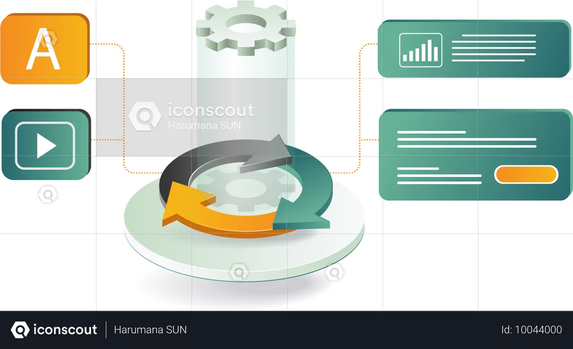 Process with gear and arrows  Illustration