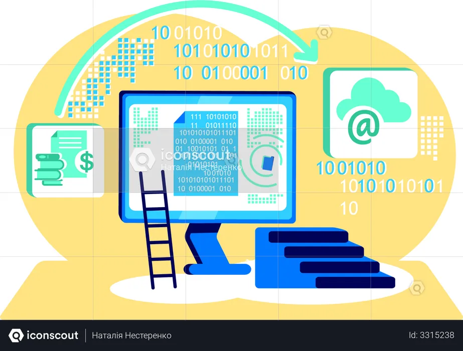 Processing binary code  Illustration