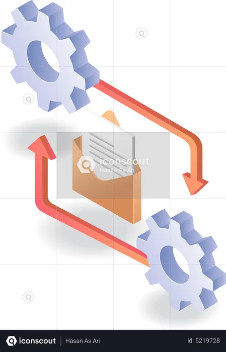 Processo de envio e recebimento de e-mail  Ilustração