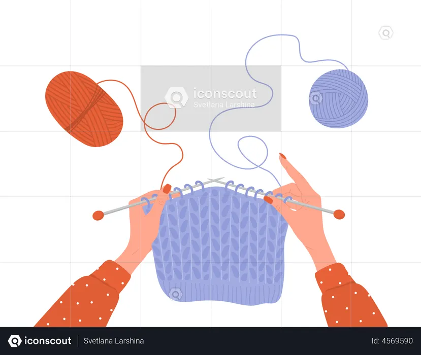 Processo de tricô  Ilustração