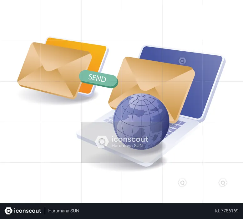 Processus d'envoi d'e-mails entre appareils  Illustration