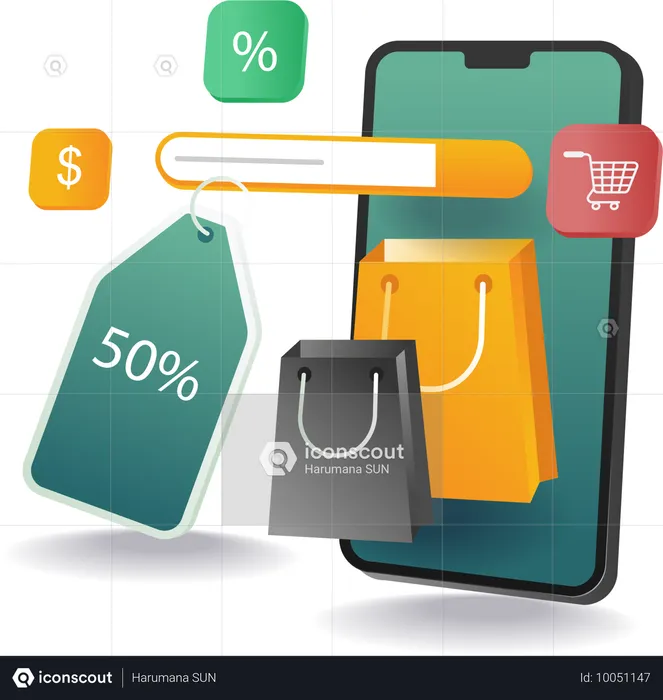 Procurando por bônus de desconto em compras online  Ilustração